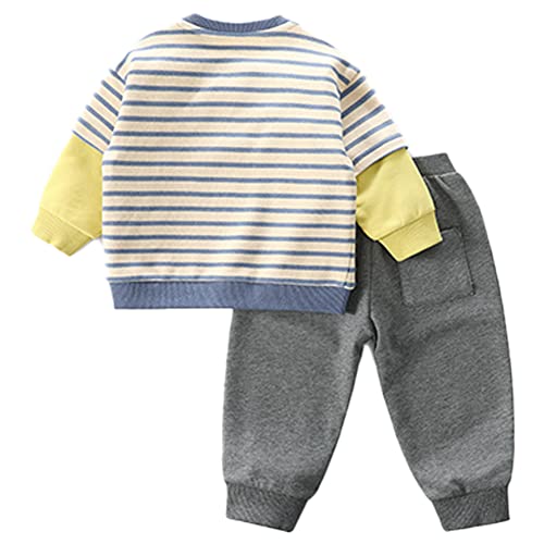 Image of Kids Casual Long Sleeve Athletic Pants Clothing Sets Toddler Baby Pull On Crew Neck 2 Piece Sweatsuits For Boys