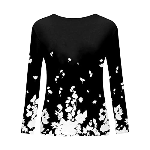 Summer Tops For Women 2023 Long Sleeve Crewneck Floral Shirts Casual Summer 2023 Spring Fashion Plus Size Tops Womens Trendy Blouses Dressy Business Clothes Outfits Sexy White Xxl #TOP3