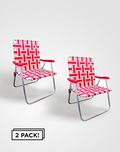Outdoor Spectator (2-Pack) Classic Reinforced Aluminum Webbed Folding Lawn/Camp Chair (Red)
