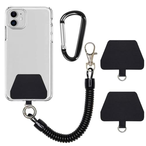 XYTAHDM Handykette mit flexiblem Spiralkabel, Anti-Diebstahl-Handyband mit Karabiner,Universale Lanyard Schlüsselband Schlüsselanhänger kompatibel mit iPhone/Samsung/Huawei(2 Einlagen,Schwarz) XYTAHDM Handykette mit flexiblem Spiralkabel, Anti-Diebstahl-Handyband mit Karabiner,Universale Lanyard Schlüsselband Schlüsselanhänger kompatibel mit iPhone/Samsung/Huawei(2 Einlagen,Schwarz)
