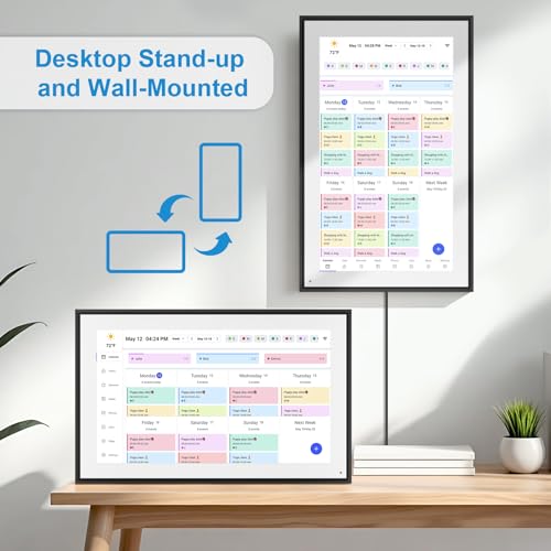 Image of 15.6 Inch Digital Calendar & Chore Chart, Smart Weekly and Monthly Planner, 1080P IPS Touchscreen Display for Family Schedules, Wall Mount and Desk Stand Included, Also Share Photos
