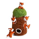 okegztoa Interactive Squeaky Dog Toys Fox Dog Toy, Stuffing Woodland Friends Burrow, Squeaky Plush Dog Toys for Small Medium Large Dogs Small Size (Large)