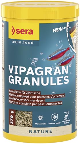 sera Vipagran Granules 1.000 ml (370 g) | Hauptfutter aus Softgranulat 4% Insektenmehl | Gesundes Wachstum & kräftige Entwicklung | Auch für Fische mit kleinem Maul | Ohne Farb- & Konservierungsstoffe