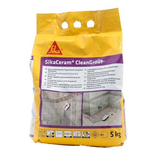 sika - stucco per fughe - sikaceram cleangrout, manhattan - grigio moderno ed elegante - alta resistenza all'acqua e alle macchie per interni ed esterni impeccabili - 5kg
