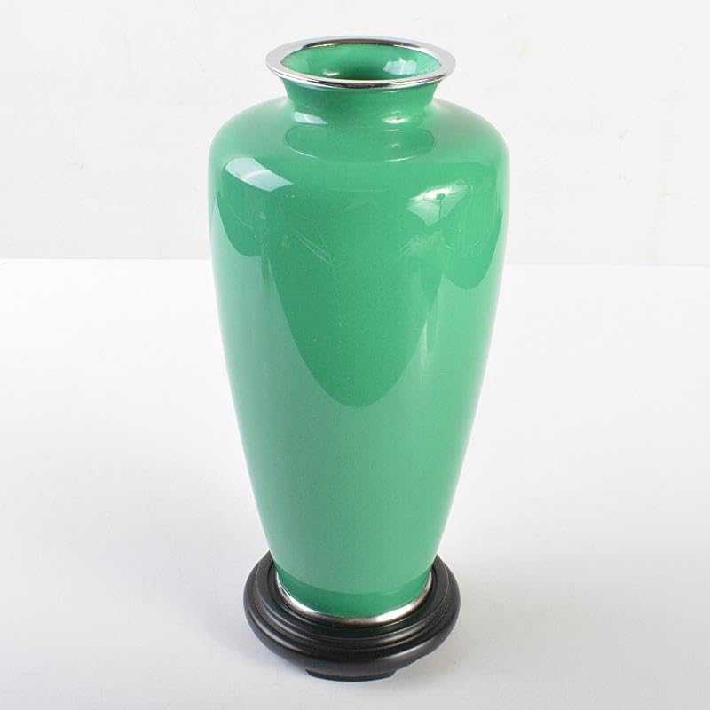 七宝焼 林七宝店 牡丹文瓶 唐木台・箱付 M R7378B