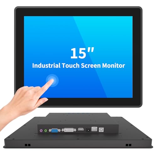 Image of 15 Inch Industrial Touch Screen Monitor, 10 Points Touch, Ratio 4:3 Capacitive PCAP Display, 1024 x 768R, Active Matrix TFT LCD, LED Backlight, VGA, DVI, HD-MI Ports