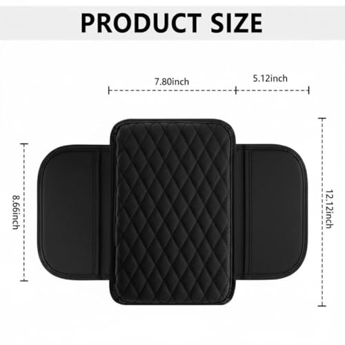 Image of Car Armrest Cushion with Storage, Heightened Padded Centre Console Extender with Quilted Leather-Finish Cover for Car, SUV and Compatible Vehicles, Car Armrest Cushion Pad