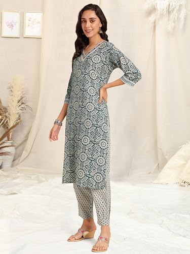 Image of MIRCHI FASHION Women's Straight Fit Pure Cotton Printed Kurta Set with Dupatta and Trouser