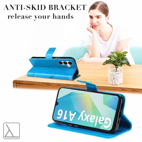 Hancda Phone Case for Samsung Galaxy A16 5G / A16 4G Leather Case with Tempered Glass Screen Protector Wallet with Card Holder Flowers Design Magnetic Case Flip Cover for Samsung A16 5G/4G,Blue Hancda Phone Case for Samsung Galaxy A16 5G / A16 4G Leather Case with Tempered Glass Screen Protector Wallet with Card Holder Flowers Design Magnetic Case Flip Cover for Samsung A16 5G/4G,Blue