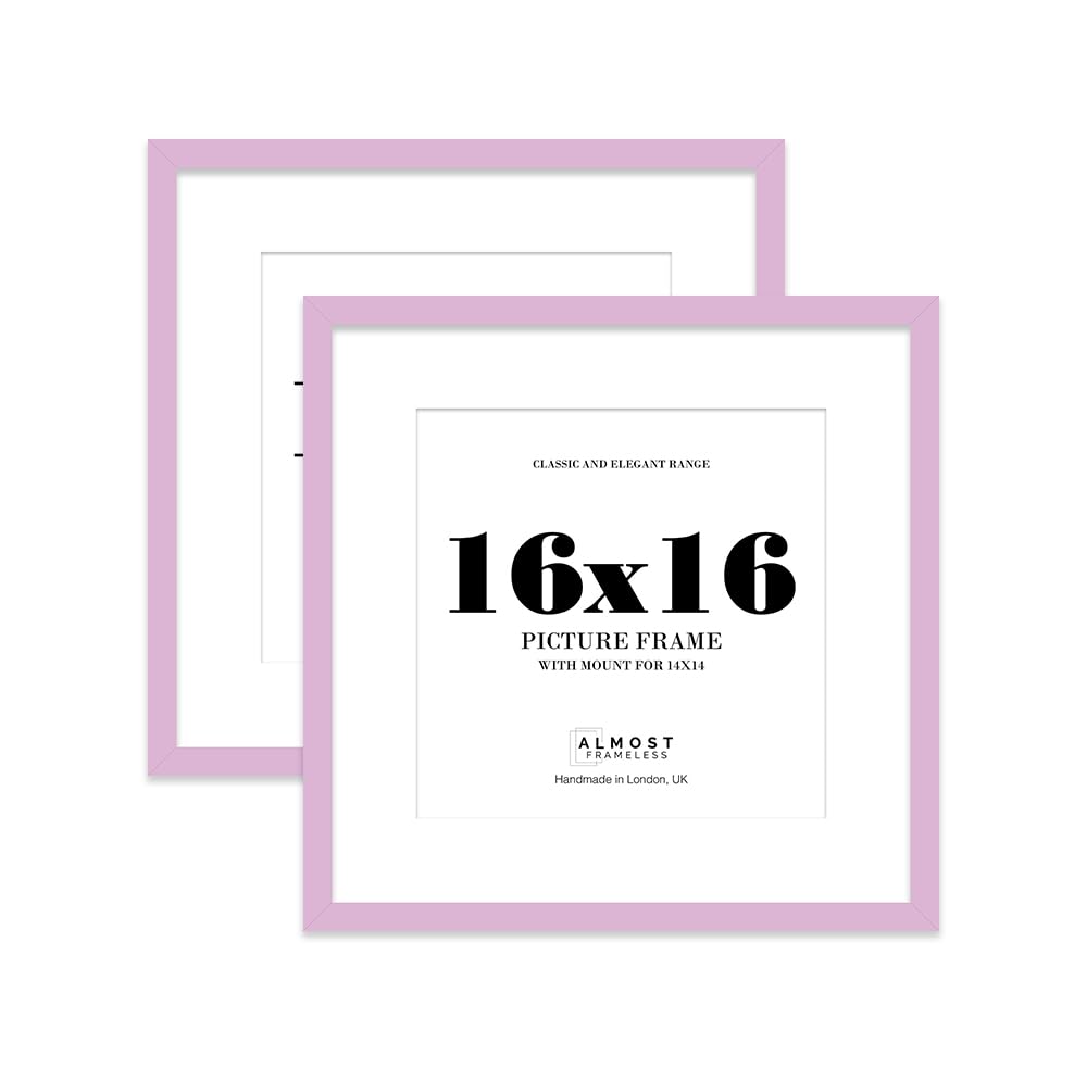 16x16 Lilac Picture Frame with Mount for 14x14 Photos, Prints - Modern Square Wall Frame, Set of 2