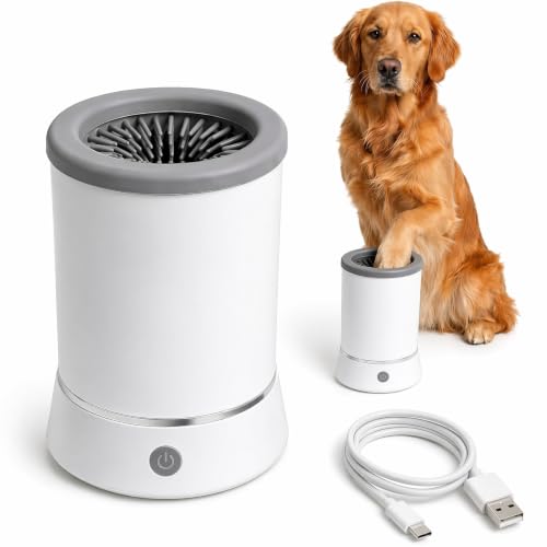 EWTDMKN Automatic Dog Paw Cleaner 2025 New Dog Paw Cleaner Cup with USB Rechargeable Paw Cleaner for Small Medium Large Breed Dogs Cats (White)
