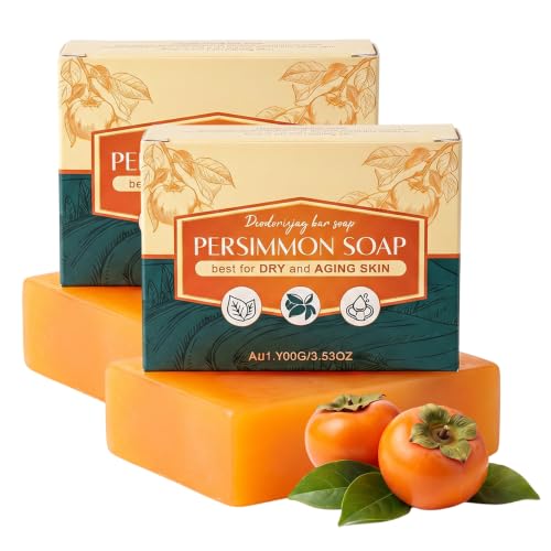 Image of Kruggo Deodorizing Persimmon Soap Bar, Citrus Scent Cleansing Bar for Adult Skin (2 pcs, A)