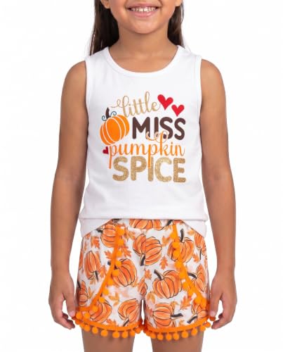 Image of Unique Baby Girls Toddler Big Kid Sleeveless Tank with Pom Pom 2pc Shorts Set Outfit