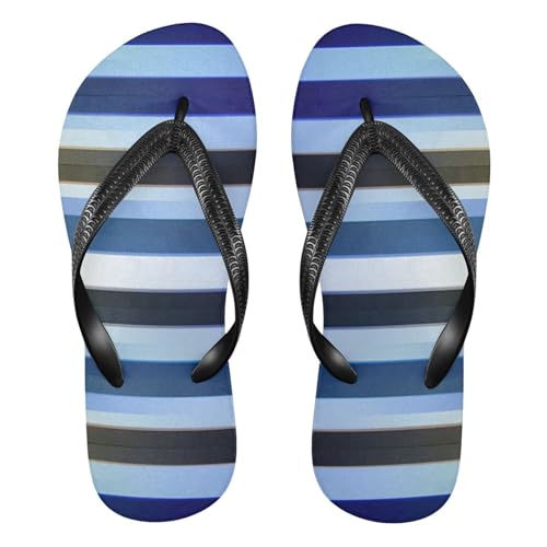Nander Blue and Black Stripes Sandal Flip Flops of Men's & Women's,Beach Slippers Flip Flops Shower Shoes