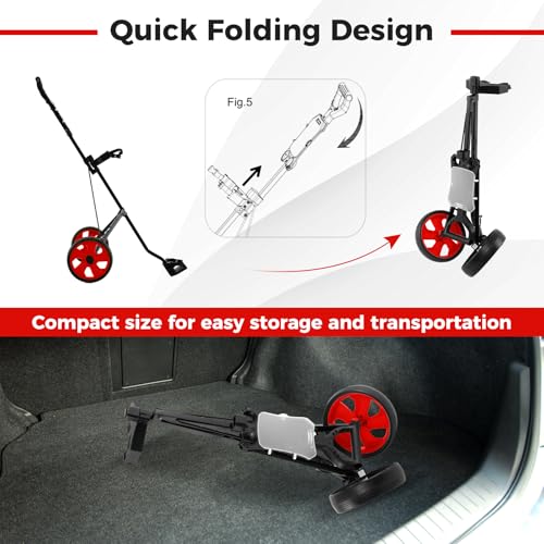 COSTWAY Folding Golf Push Pull Cart, Lightweight 2 Wheels Golfs Bag Trolley with Convenient Handle, Scoreboard Holder and Foot Brake - Image 4
