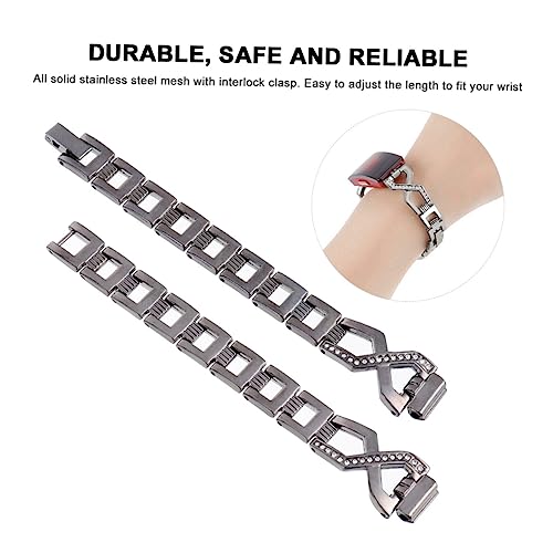 X Shaped Wrist Band for Durable Strap with Diamond Accents for Business Daily Use Comfortable Elegant Design Black4