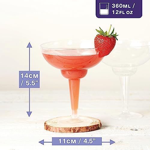 MATANA 10 Elegant Hard Plastic Margarita Cocktail Glasses, 360ml - Transparent, Sturdy & Reusable - Daiquiri Martini Glasses for Weddings Birthdays, Christmas & Outdoor Parties - Image 4