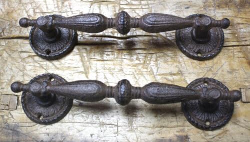 Vintage 4 Huge Cast Iron Antique Style Rustic Barn Handle Gate Pull Shed Door Handles