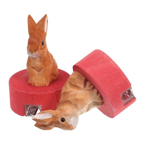 healvian 2個木製手持ち筆削り 小型ポータブル シングルホール かわいいウサギ型 学生向け クラスルーム用 手動筆削り器 学校 オフィス アート