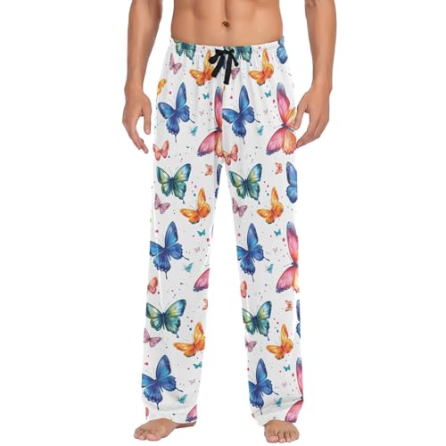 Pantalon pyjama homme doux haut de gamme à motif papillon coloré