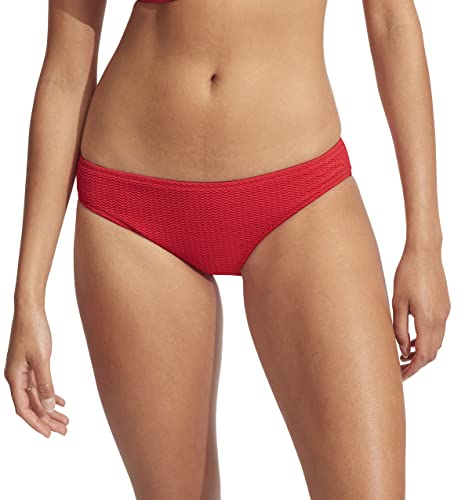 Seafolly Women's Hipster Full Coverage Bikini Bottom Swimsuit, Sea Dive Chilli Red, 12
