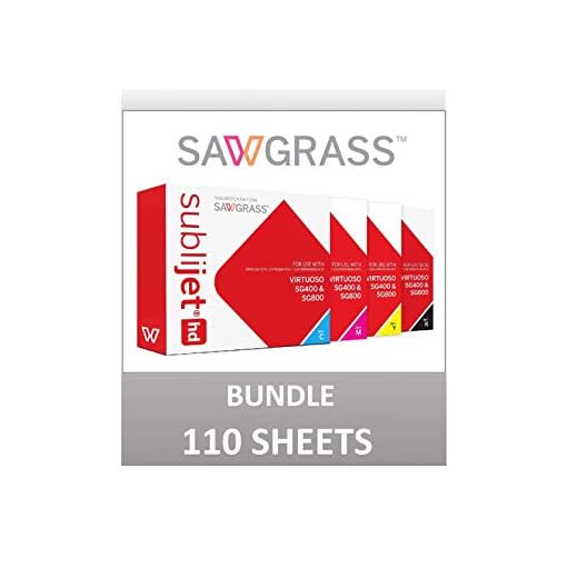 SUBLIJET HD Ink Cartridges for Sawgrass Virtuoso SG400/SG800 - COMPLETE SET (CMYK) - WITH 110 SHEETS OF SUBLIMATION PAPER - EVENTPRINTERS BRAND (Made in Japan)