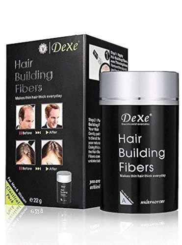 Image of Dexe Hair Building Fibres for Thinning Hairs | Natural Thickening Powder for Men & Women | Long-Lasting & Sweat-Resistant | (Black)