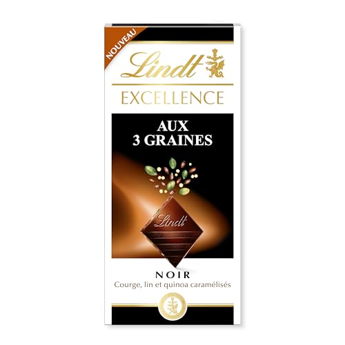Lindt - Tablette EXCELLENCE Noir Aux 3 Graines - Chocolat Noir, 100g