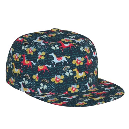 Hojas De Plantas Y Caballos Estilo Folk Étnico Vintage Negro Gorra De Visera Deportes Ajustable Hip Hop Gorra para Caza Viaje Hombres