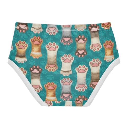 Girl Underwear, Colored Cat Paws Toddler Panties, Cotton Underwear Girls, 2T–8 Years2