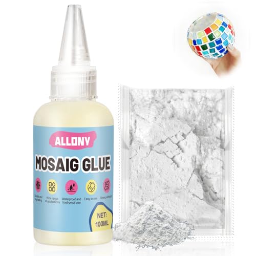 Allony 100ml Colle Mosaique+100g Pate a Joint Mosaique, Kit Mosai...