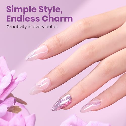 Image of Beetles Purple Gel Nail Polish - 15ml Purple Glitter Gel Polish Soak Off UV LED Shimmer Rose Quartz Glow Color Nail Art Long Lasting Glossy Salon and DIY Nail Manicure Spring Gift for Women