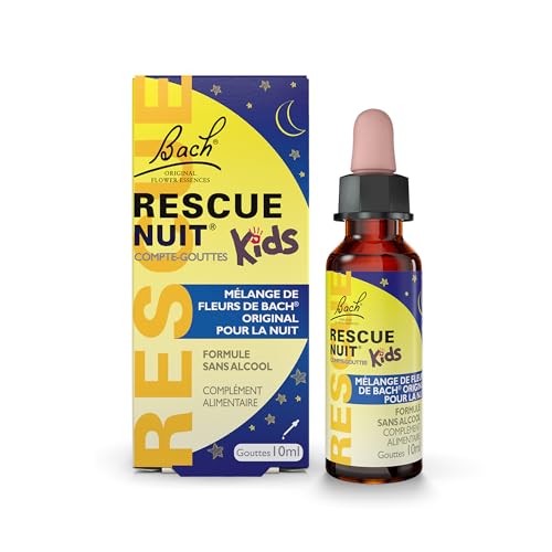 Rescue Nuit Kids Compte-gouttes, Participe à des nuits sereines, sans alcool, Vegan, Complément alimentaire, 1 Flacon Compte Gouttes x 10 ml