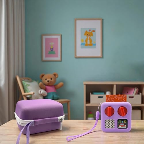 Miojoy Hard Carrying Case and Silicone Cover for Yoto Mini, Protective Travel Carrier for Kids and Adventure Jacket with Card Pouch 3 in 1 Accessories Set for Yoto Mini Player, Lavender by Miojoy - Image 5