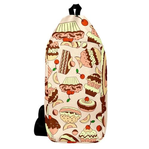 Sac à dos à bandoulière multicolore Cherry Muffin, compact et unisexe