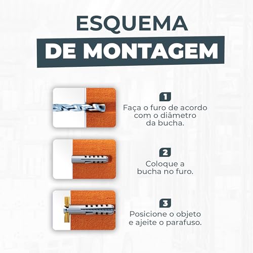 Sfor - Bucha SF Nylon 6mm com Parafuso Madeira Phillips 3,8X40-100 Buchas + 100 Parafusos