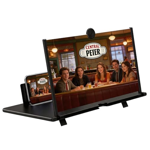WDKXCN Handy Vergrößerungs Bildschirm 16 Zoll HD 3D Handy Lupe mit Halterung Anti-Blaulicht Bildschirmlupe für alle Smartphones zum Anschauen von Filmen und Videos Schwarz
