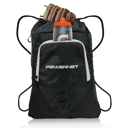 PowerNet Deluxe 2.0 Drawstring Backpack, Large Main Pocket with Zippered Pockets, Durable Drawstring Bag, Perfect Travel or Sports Bag with Cinch Close Straps