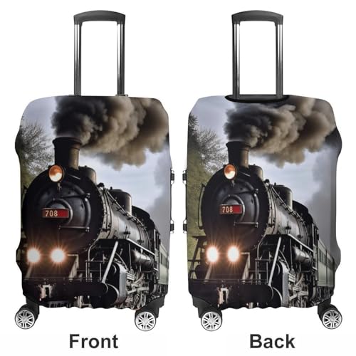 Steam Train Luggage Cover, Washable Elastic Suitcase Cover Protector Fit 18-32 Inch Luggage3