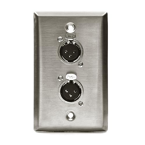 Placa de pared de acero inoxidable y conectores XLR de audio 6