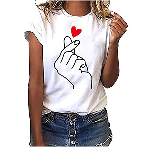 Tshirt Damen Sommer Tops Einfaches Blumendruck T-Shirt Sommerlich Kurzarm...