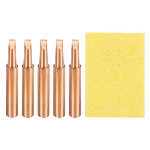 Image of MECCANIXITY 5 Pcs 900M Soldering Iron Tips Copper Non-magnetic Welding Head with Cleaning Sponge Pad Replacement for Solder Station Tip (900M-T-3.2D)