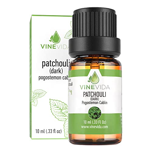 VINEVIDA Patchouli Essential Oil 10 mL - Undiluted Patchouli Oil 10 mL - Patchouli - DIY Candle Scents for Candlemaking - 10 mL Essential Oil for Soap Making Safe for Skin (4OZV-OBP-PAT-30P-10ML)