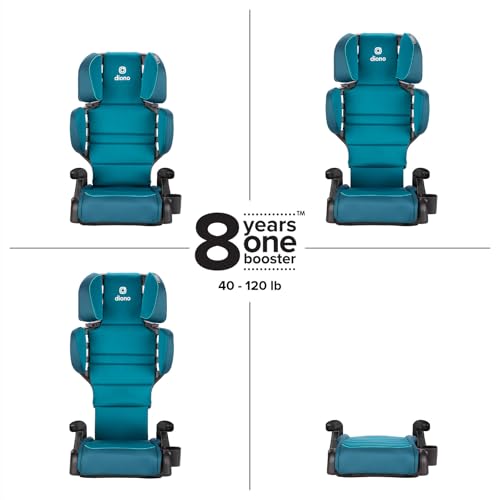 Image of Diono Connect3 R 2-in-1 High Back Booster, Slim Fit 3-Across in Many Mid-Sized Sedans and SUVs, for Children from 40-120 lbs., Lightweight with Cupholder, Blue Razz Ice