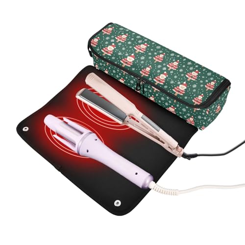 Bolsa de viaje resistente al calor para herramientas de cabello con diseño de árbol de Navidad de mármol miniatura 2