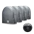 SYERAL Tire Covers Set of 4,Upgraded 5 Layer Nonwoven RV Wheel Covers, Waterproof Anti-UV Snow Sun Rain Tire Protectors Covers for Trailer,Camper,RV,Truck,SUV,27-29inch(M) Gray