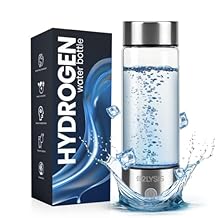 Hydrogen Water Bottle Generator Rechargeable | Glass Hydrogen Water Maker Portable | Ionized Water Bottle with SPE PEM Technology | Hydrogenated Water Electrolyzer for Health