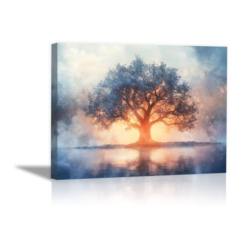 Tableau mural arbre bleu pour revitaliser une pièce sombre et embellir la chambre