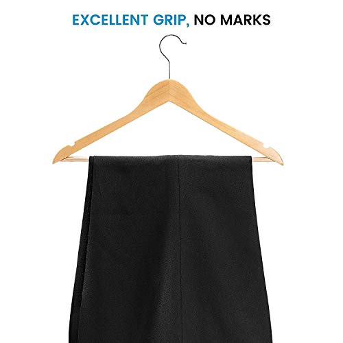 Image of Wooden Hanger Premium Wood with 360 Swivel Hook and Precisely Cut Notches for Dress Clothes, Coats, Jackets, Pants, Shirts, Skirts Hanger (Natural Hanger, 8)