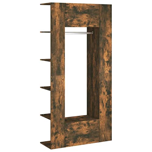 vidaXL 2X Mueble de Recibidor Vestíbulo Armario Mueble Aparador Pasillo Habitación Almacenamiento Madera Contrachapada Roble Ahumado
